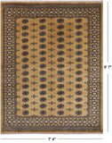 Gold Bokhara Hand Knotted Wool Rug - 7' 4" X 9' 7"