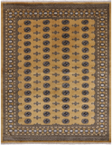 Gold Bokhara Hand Knotted Wool Rug - 7' 4" X 9' 7"