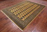 Gold Bokhara Hand Knotted Wool Rug - 7' 4" X 9' 7"