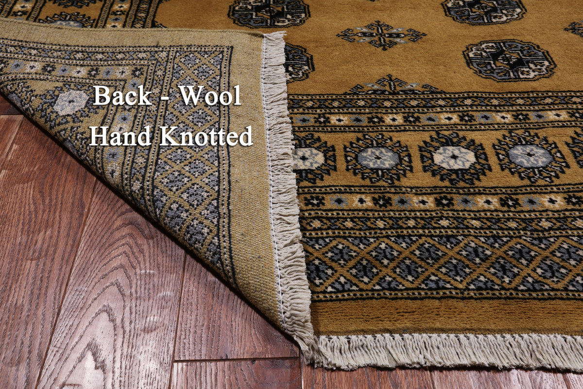 Gold Bokhara Hand Knotted Wool Rug - 7' 4" X 9' 7"