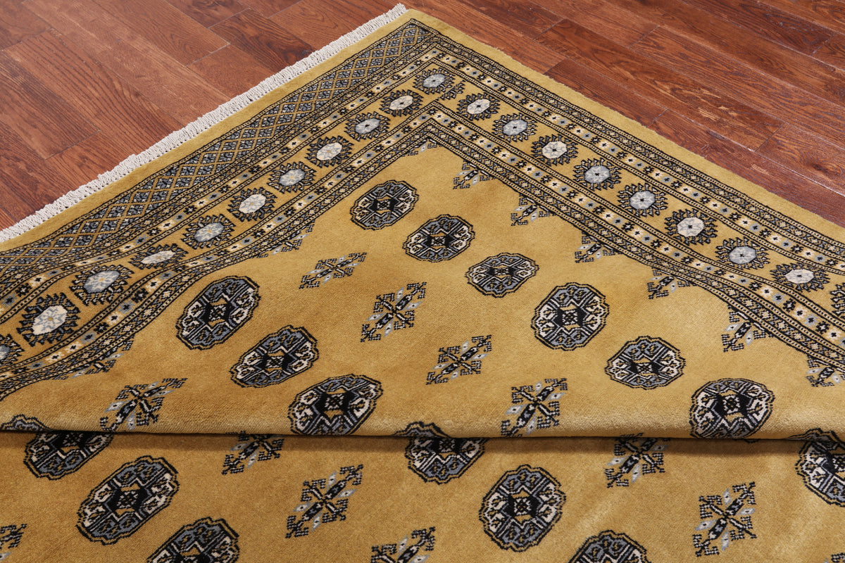 Gold Bokhara Hand Knotted Wool Rug - 7' 4" X 9' 7"