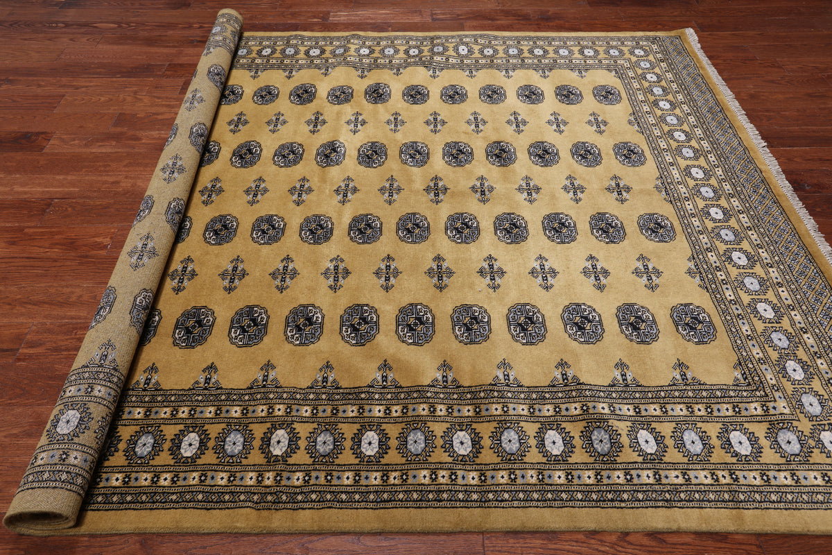 Gold Bokhara Hand Knotted Wool Rug - 7' 4" X 9' 7"