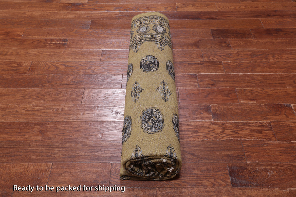 Gold Bokhara Hand Knotted Wool Rug - 7' 4" X 9' 7"