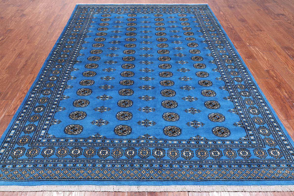 Blue Bokhara Hand Knotted Wool Rug - 7' 1" X 9' 10"