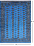 Blue Bokhara Hand Knotted Wool Rug - 7' 1" X 9' 10"