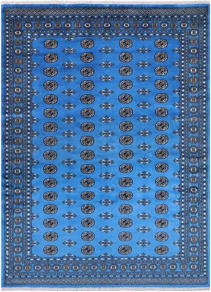 Blue Bokhara Hand Knotted Wool Rug - 7' 1" X 9' 10"