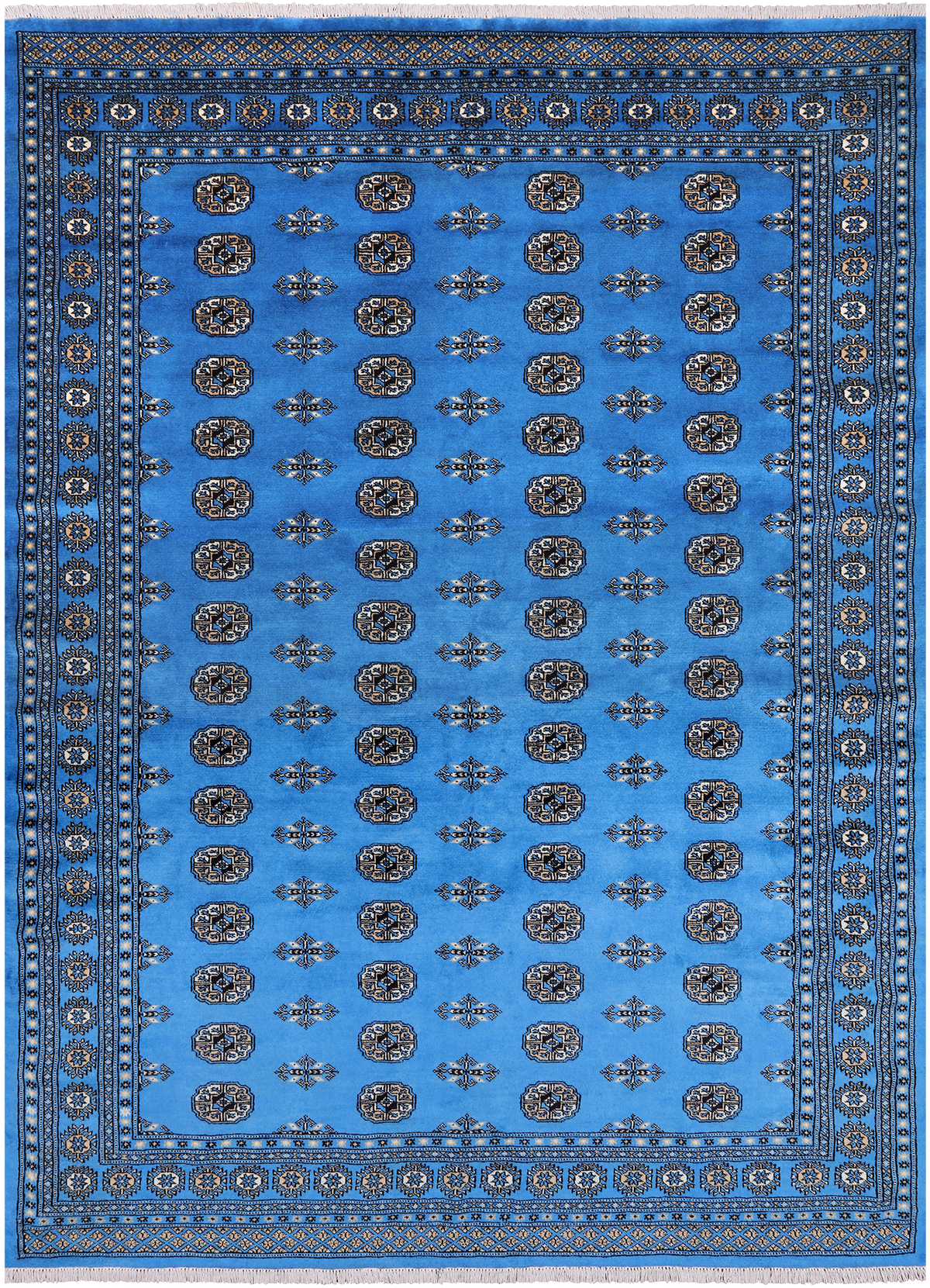 Blue Bokhara Hand Knotted Wool Rug - 7' 1" X 9' 10"