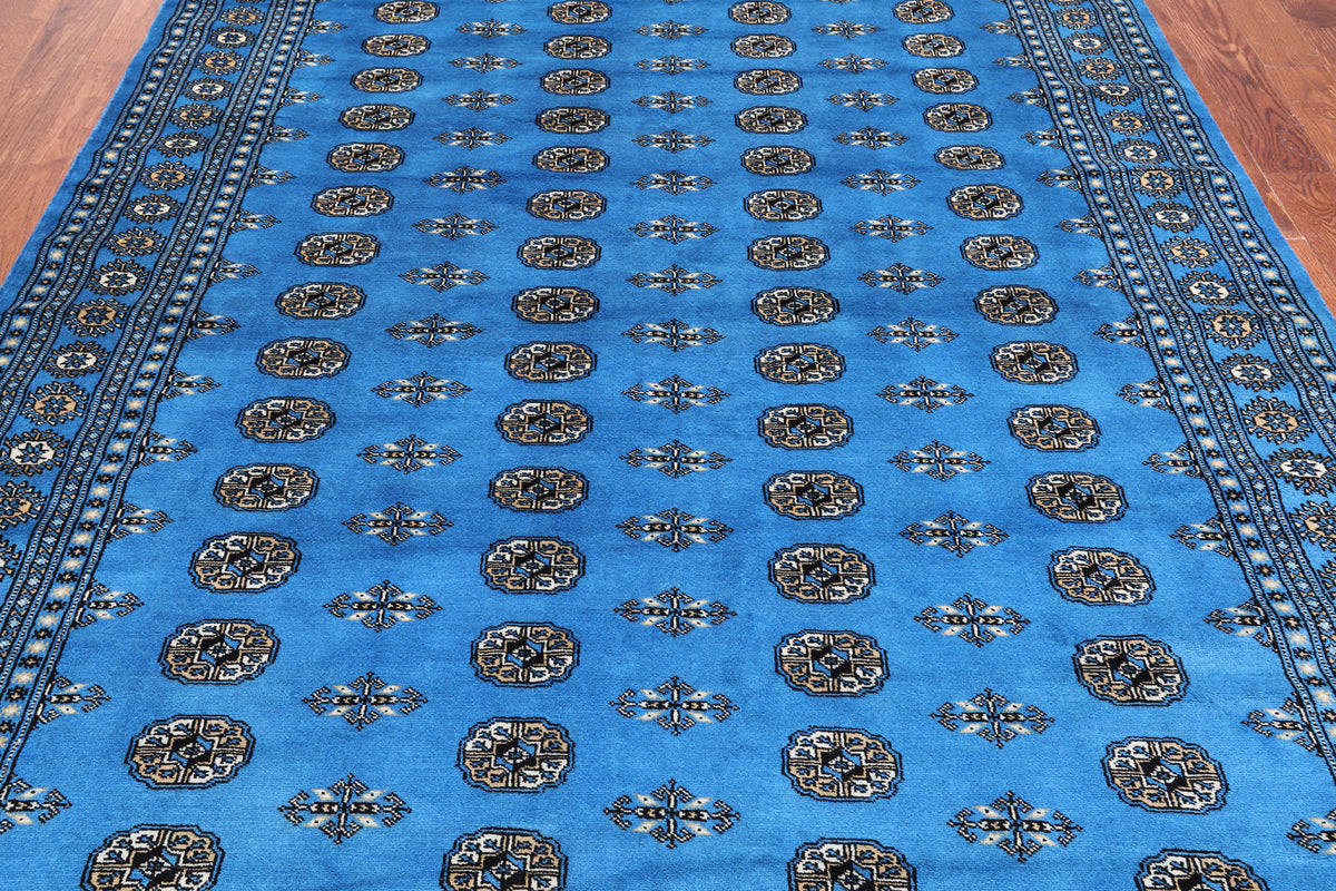 Blue Bokhara Hand Knotted Wool Rug - 7' 1" X 9' 10"