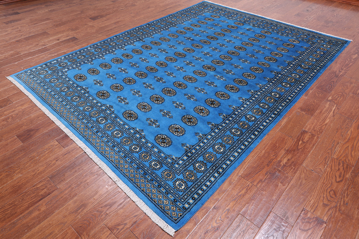 Blue Bokhara Hand Knotted Wool Rug - 7' 1" X 9' 10"