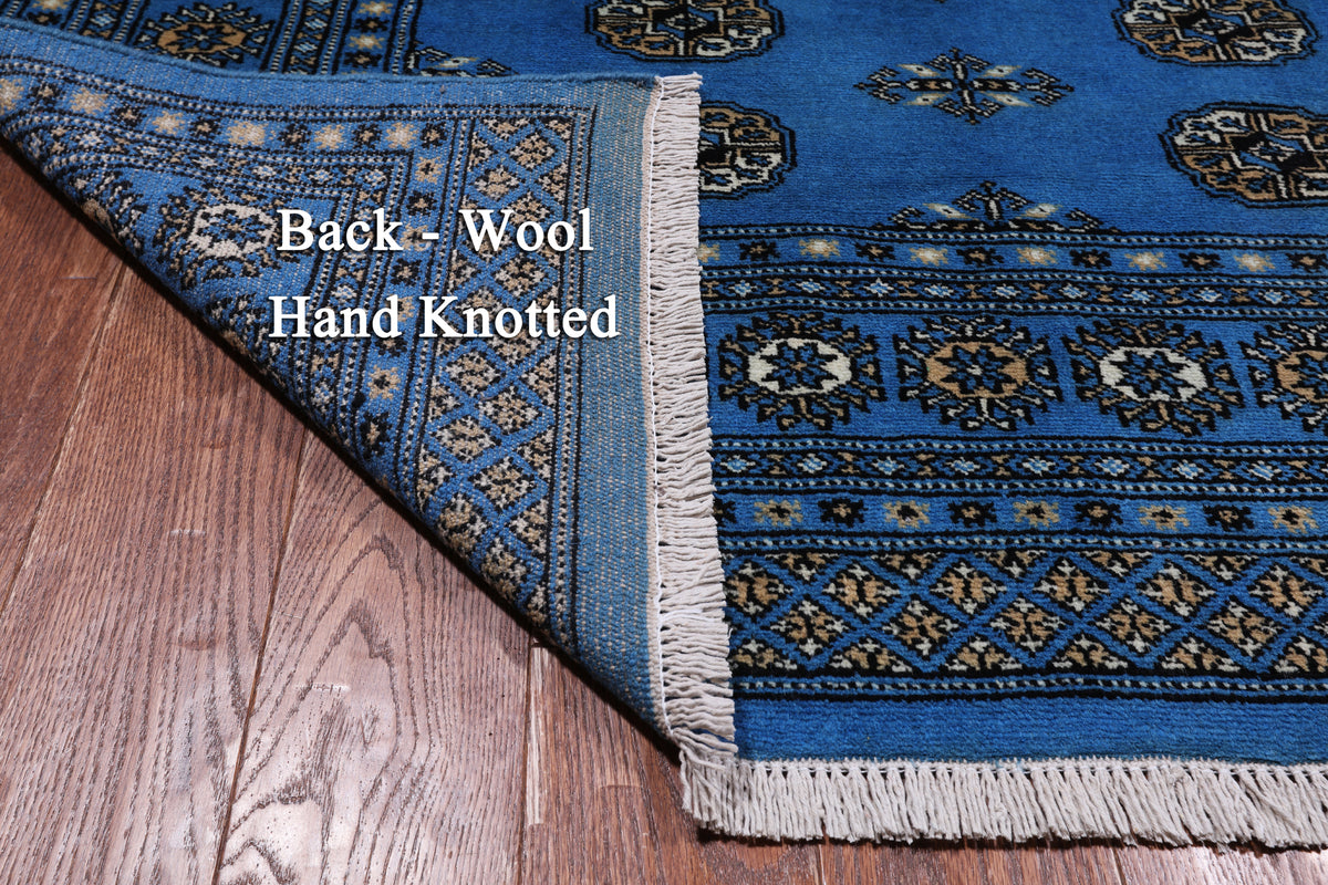 Blue Bokhara Hand Knotted Wool Rug - 7' 1" X 9' 10"