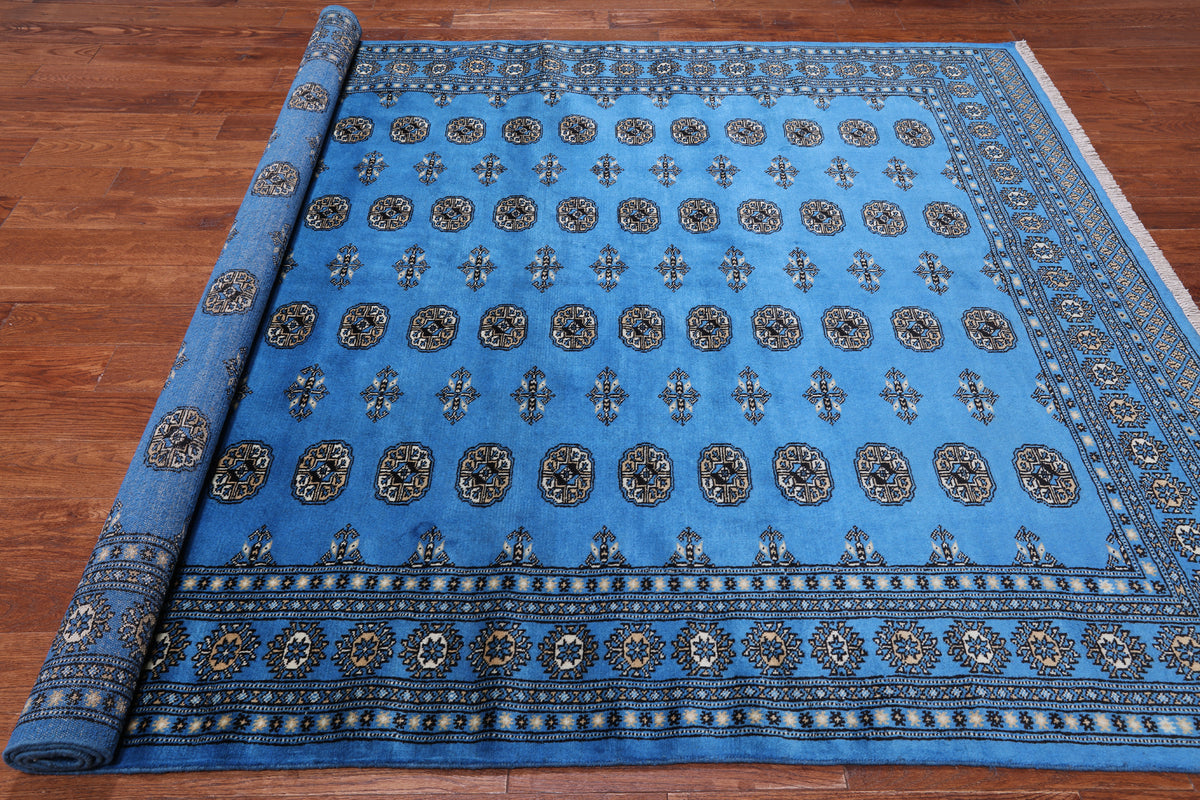 Blue Bokhara Hand Knotted Wool Rug - 7' 1" X 9' 10"