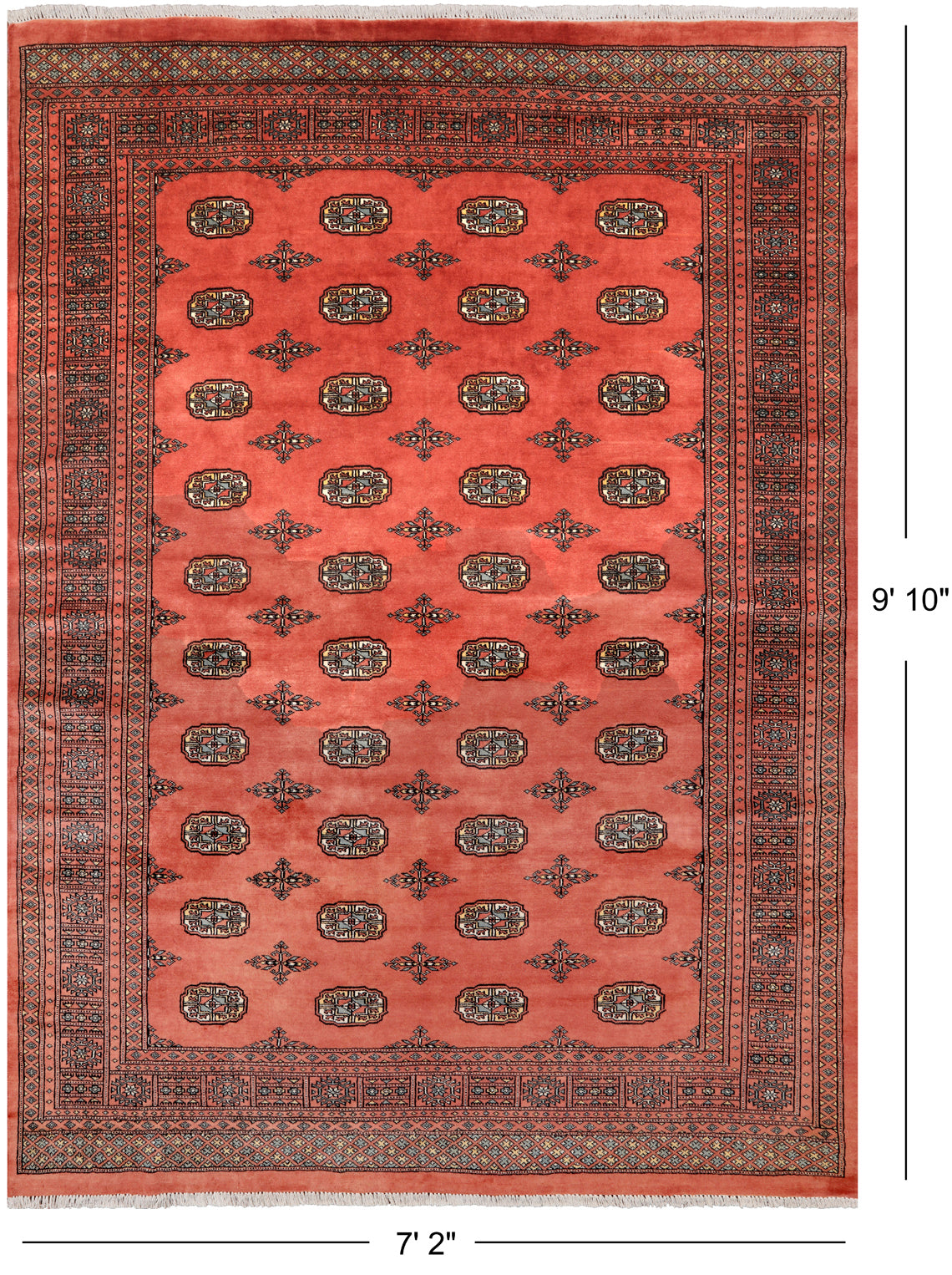 Rust Bokhara Handmade Wool Rug - 7' 2" X 9' 10"