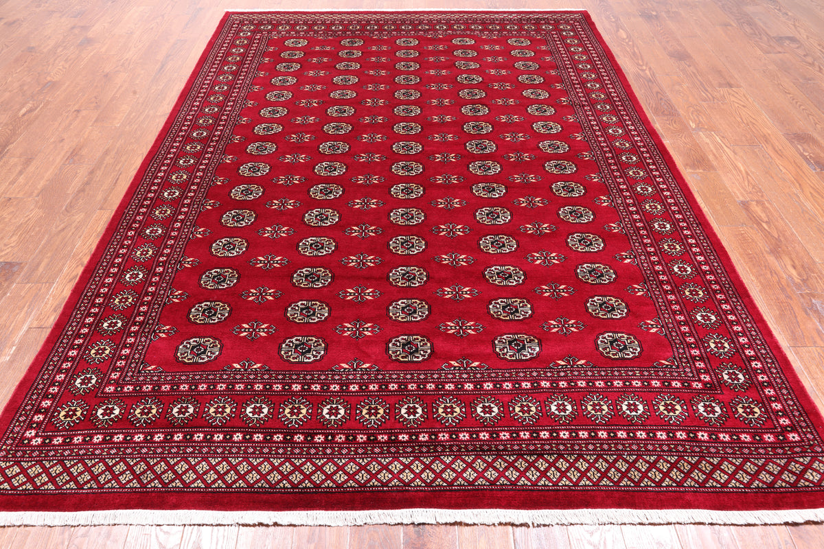 Red Bokhara Handmade Wool Rug - 7' 2" X 9' 7"