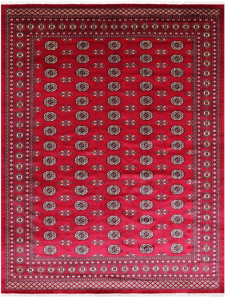 Red Bokhara Handmade Wool Rug - 7' 2" X 9' 7"