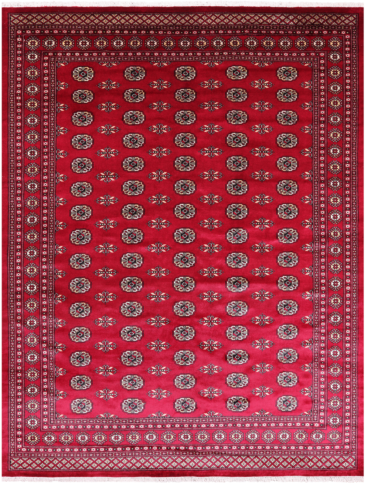 Red Bokhara Handmade Wool Rug - 7' 2" X 9' 7"