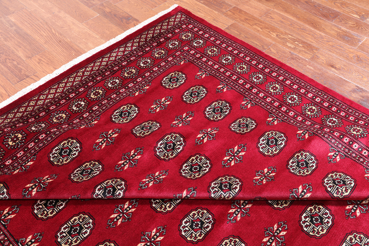 Red Bokhara Handmade Wool Rug - 7' 2" X 9' 7"