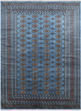 Blue Bokhara Hand Knotted Wool Rug - 6' 11" X 9' 8"