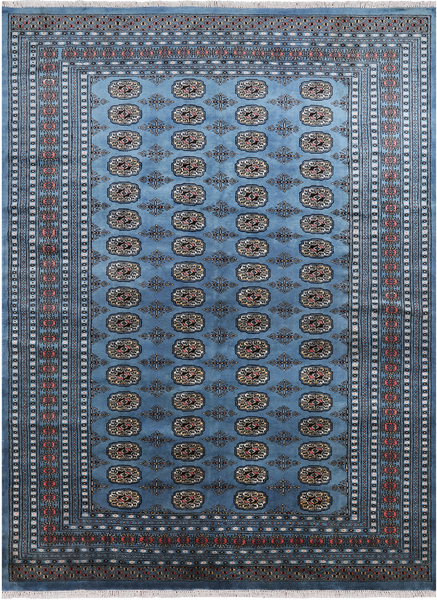 Blue Bokhara Hand Knotted Wool Rug - 6' 11" X 9' 8"