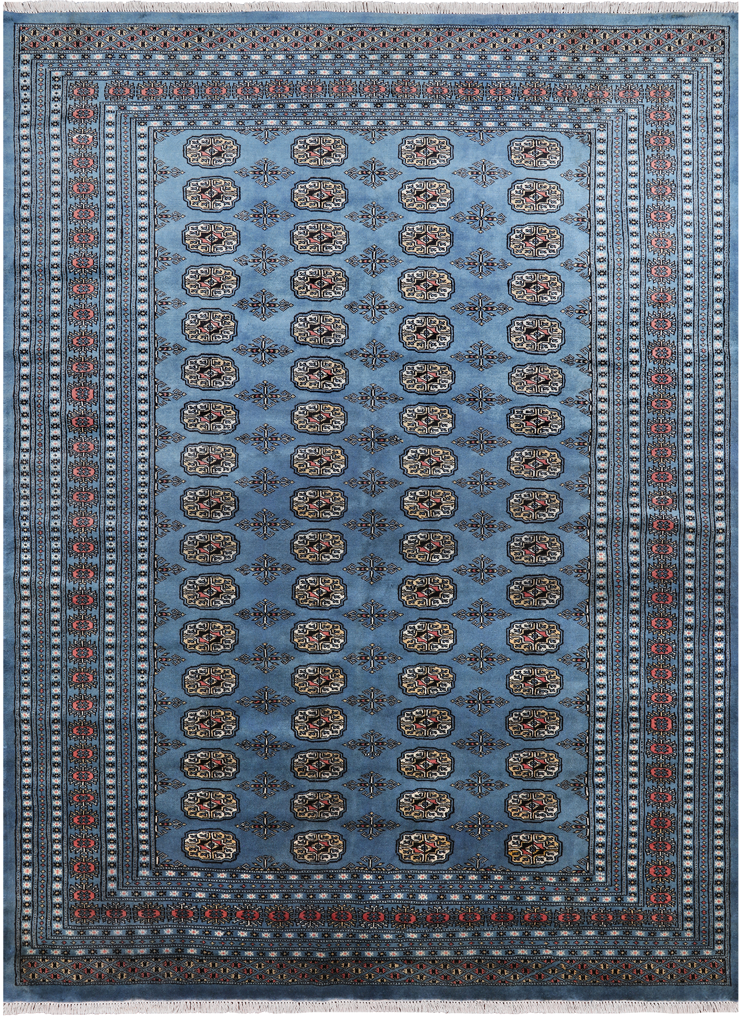 Blue Bokhara Hand Knotted Wool Rug - 6' 11" X 9' 8"