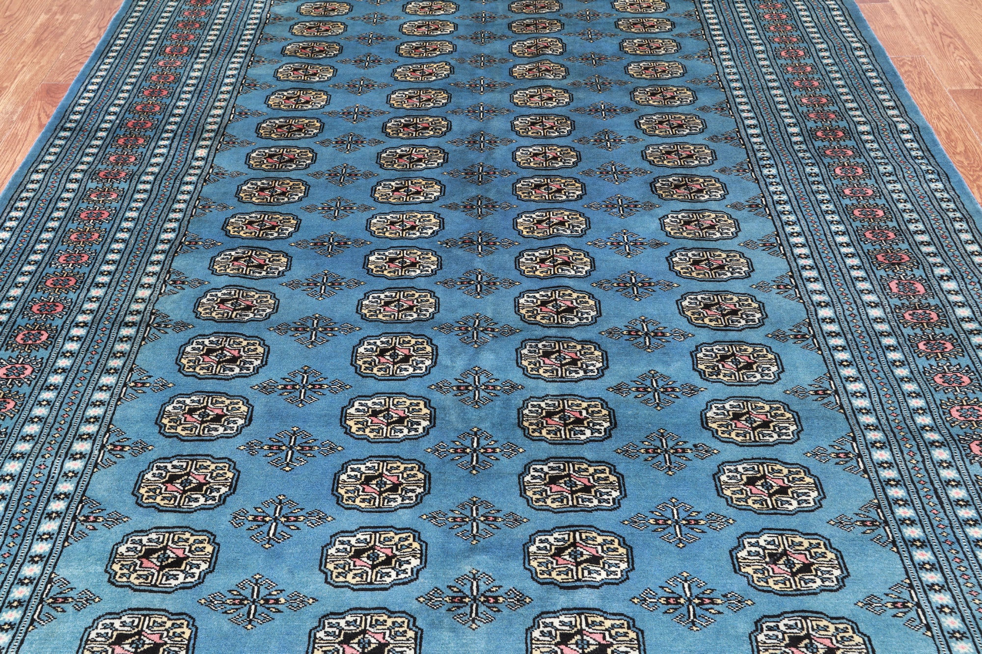 Blue Bokhara Hand Knotted Wool Rug - 6' 11" X 9' 8"