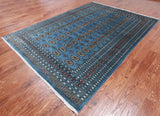 Blue Bokhara Hand Knotted Wool Rug - 6' 11" X 9' 8"