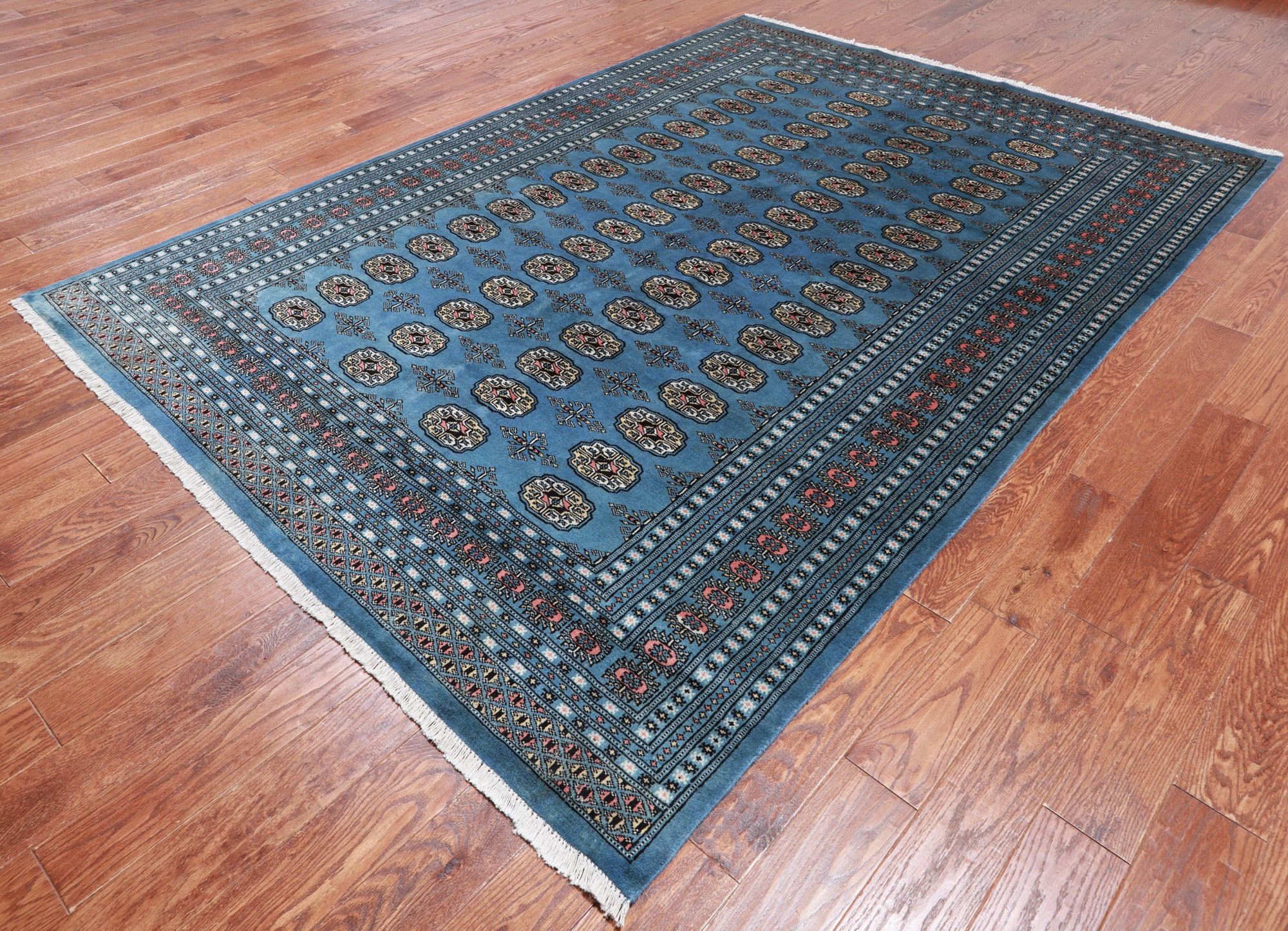 Blue Bokhara Hand Knotted Wool Rug - 6' 11" X 9' 8"