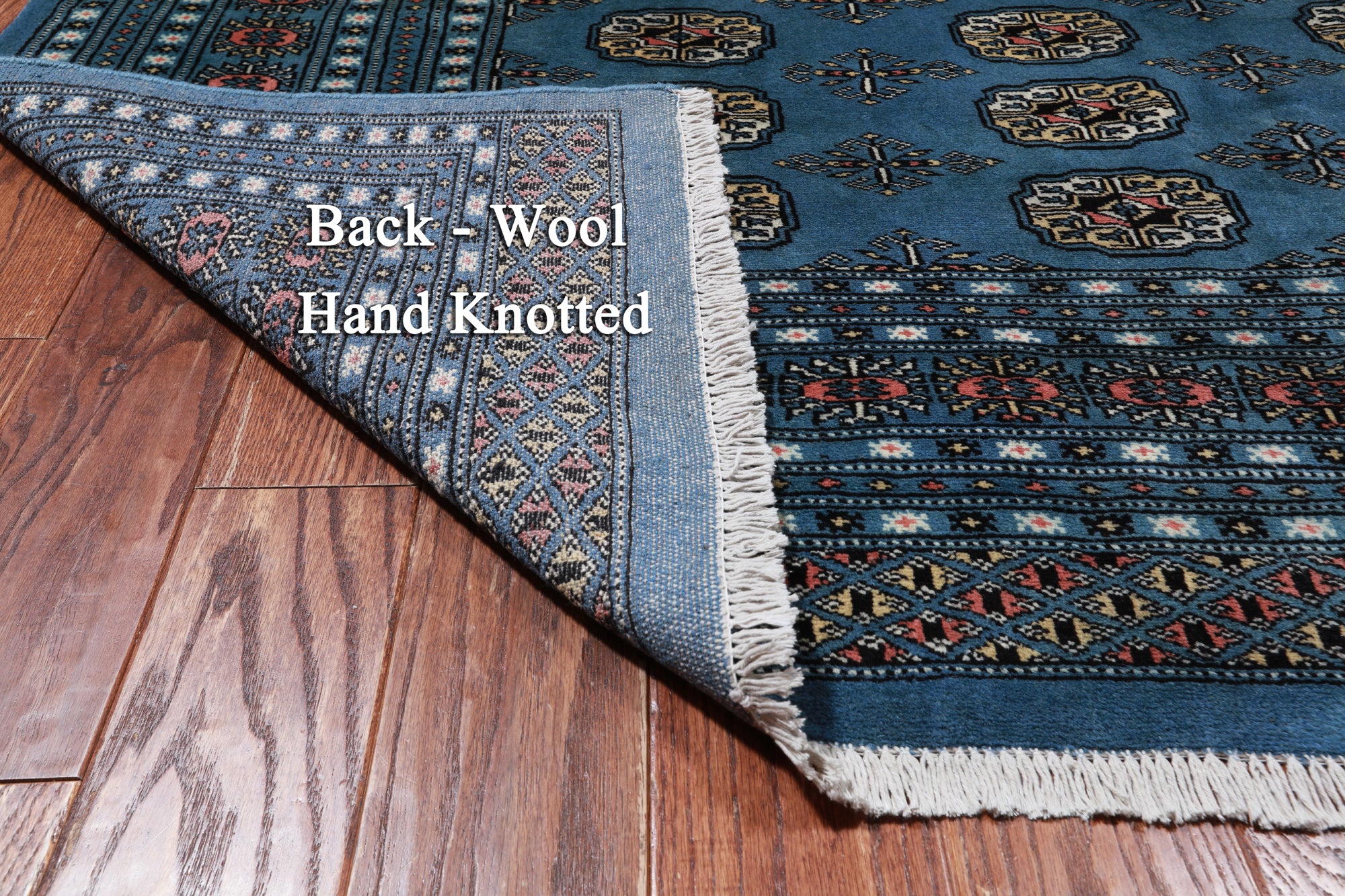 Blue Bokhara Hand Knotted Wool Rug - 6' 11" X 9' 8"