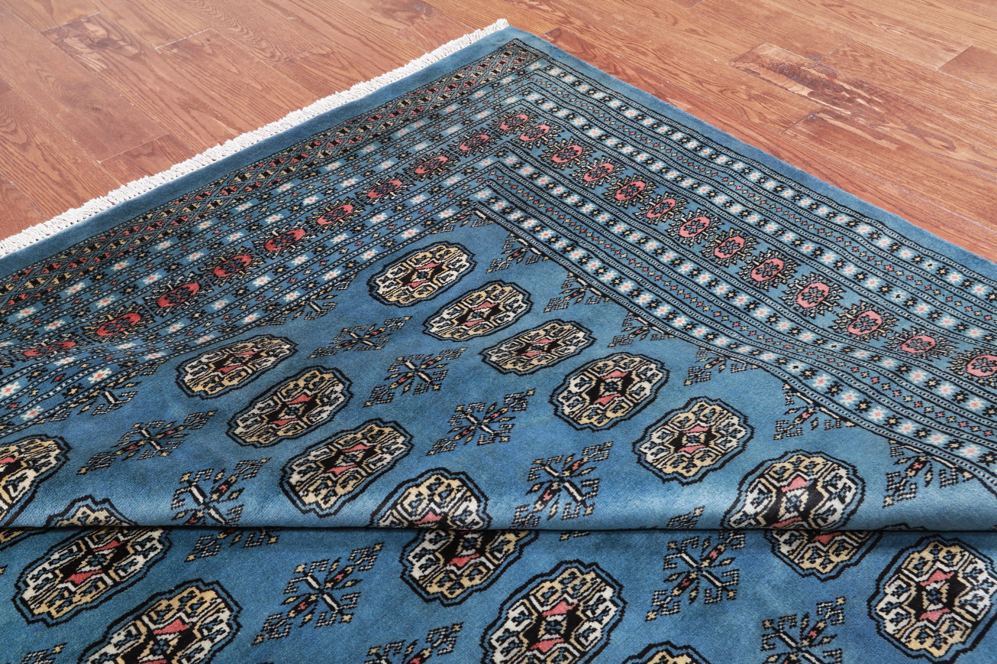 Blue Bokhara Hand Knotted Wool Rug - 6' 11" X 9' 8"