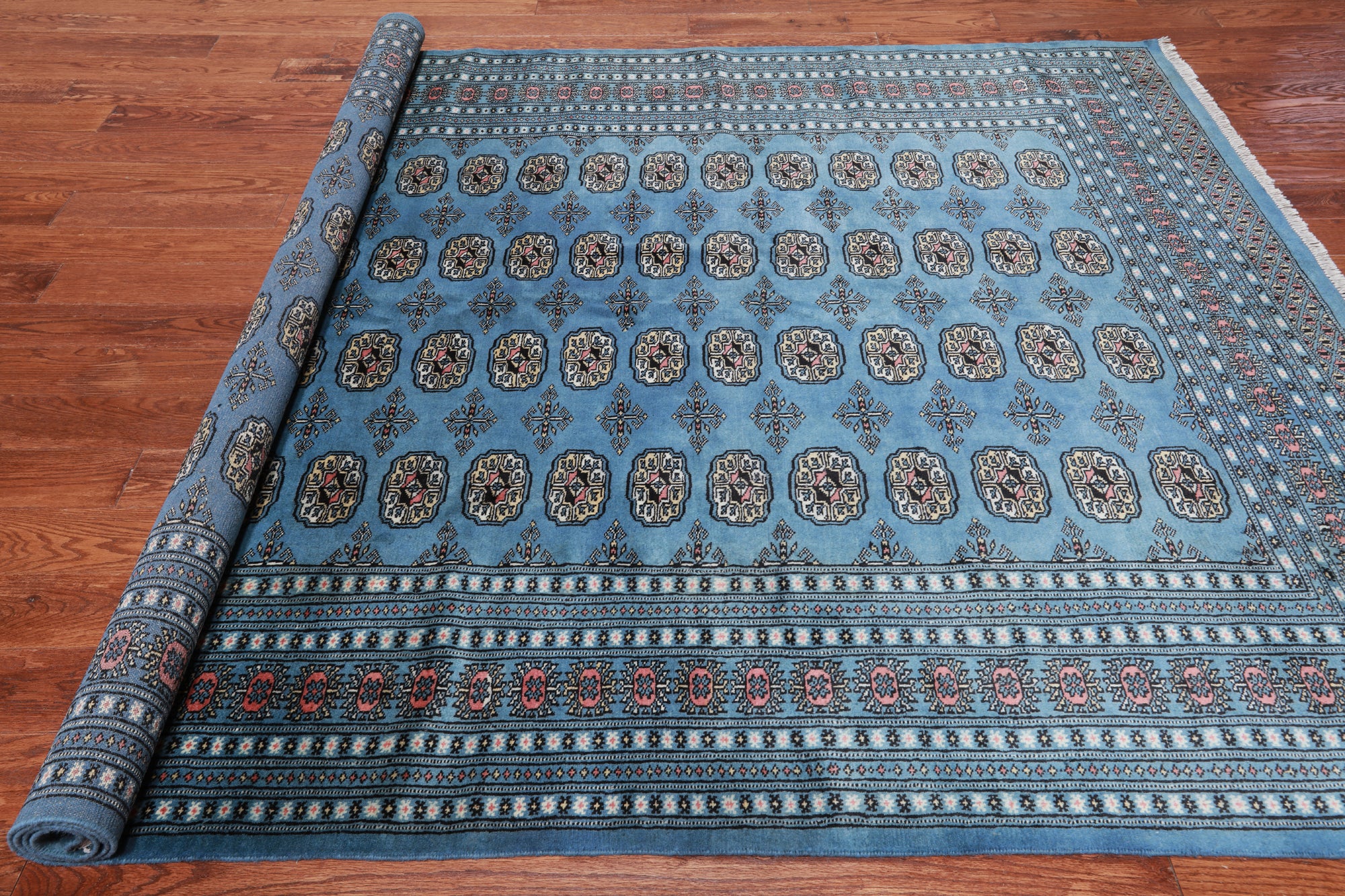 Blue Bokhara Hand Knotted Wool Rug - 6' 11" X 9' 8"