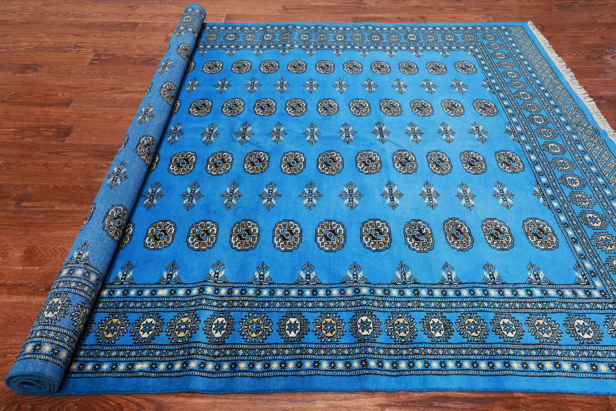 Blue Bokhara Hand-Knotted Wool Rug - 7' 2" X 9' 7"