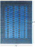 Blue Bokhara Hand-Knotted Wool Rug - 7' 2" X 9' 7"