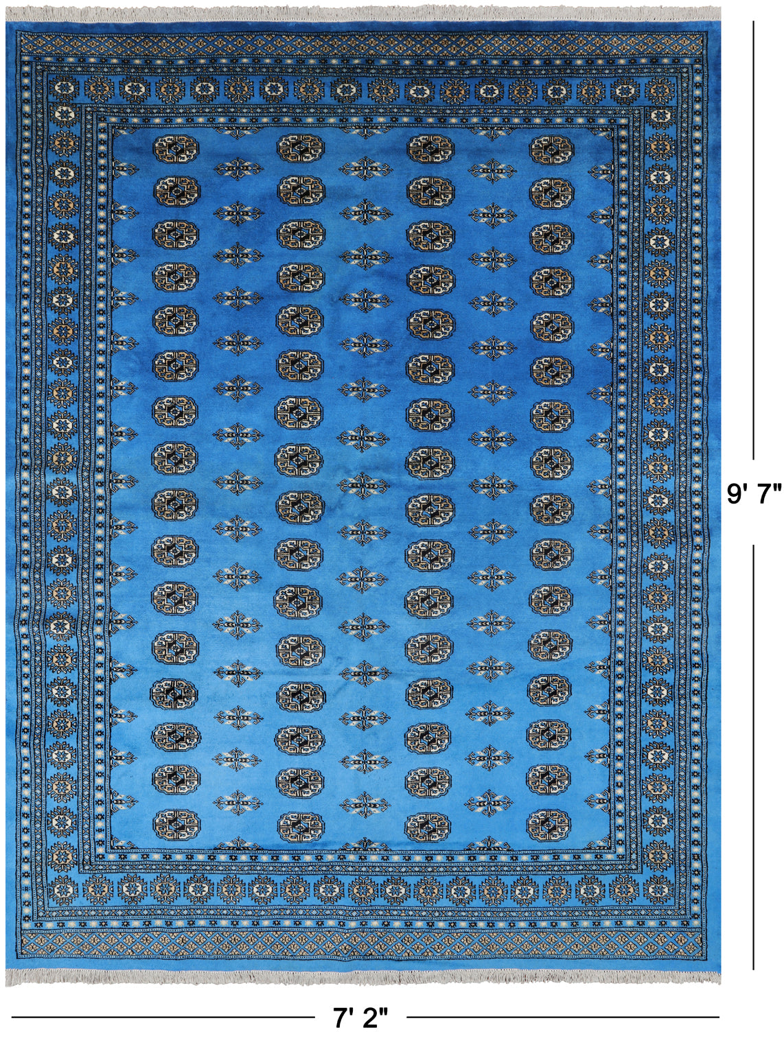 Blue Bokhara Hand-Knotted Wool Rug - 7' 2" X 9' 7"