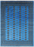 Blue Bokhara Hand-Knotted Wool Rug - 7' 2" X 9' 7"