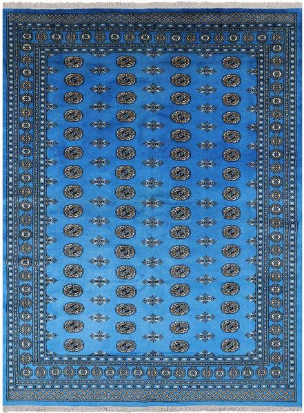 Blue Bokhara Hand-Knotted Wool Rug - 7' 2" X 9' 7"