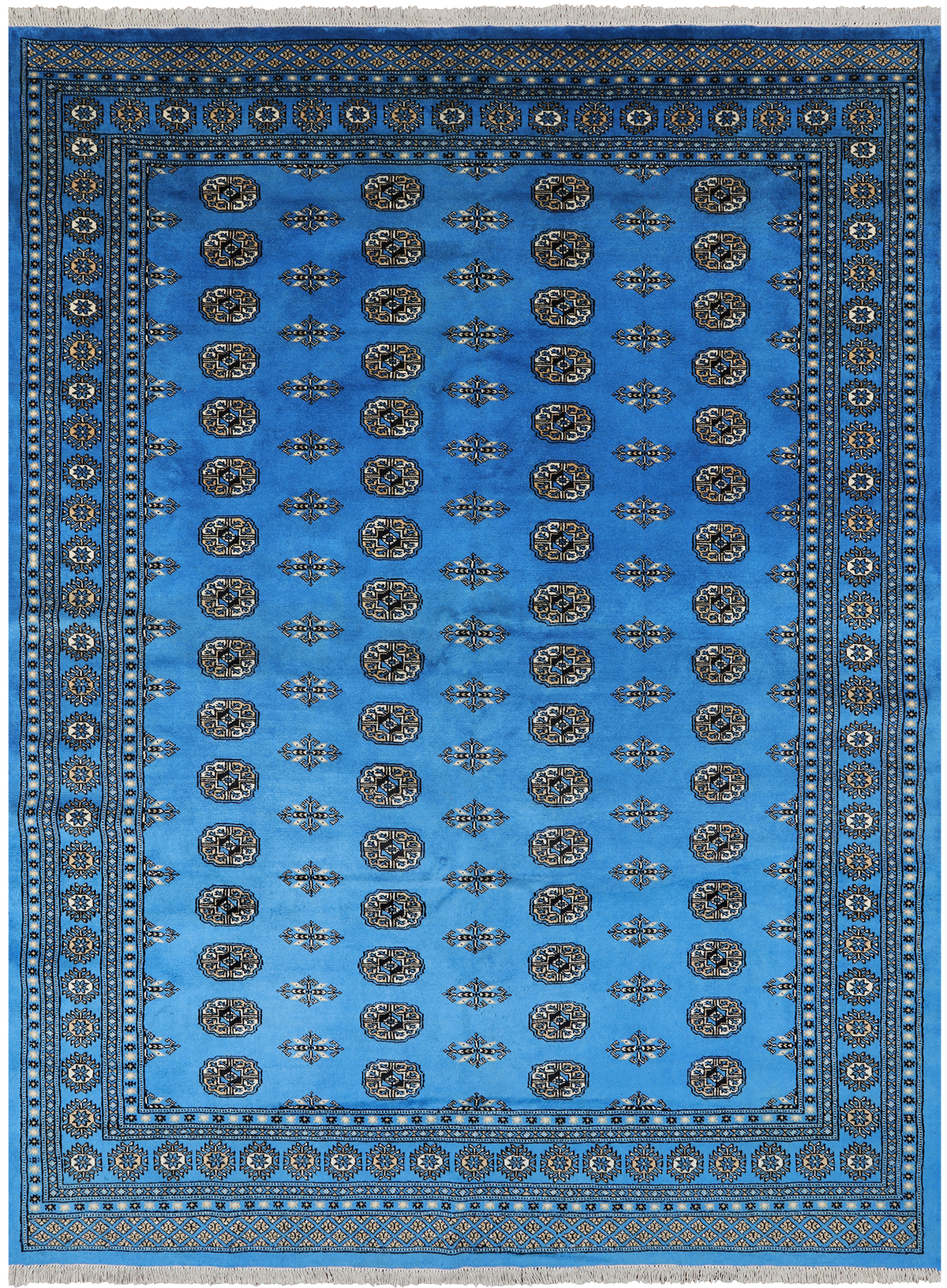 Blue Bokhara Hand-Knotted Wool Rug - 7' 2" X 9' 7"