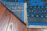 Blue Bokhara Hand-Knotted Wool Rug - 7' 2" X 9' 7"