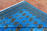 Blue Bokhara Hand-Knotted Wool Rug - 7' 2" X 9' 7"