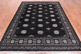 Black Bokhara Hand Knotted Wool Rug - 7' 0" X 9' 6"