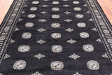 Black Bokhara Hand Knotted Wool Rug - 7' 0" X 9' 6"