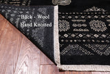 Black Bokhara Hand Knotted Wool Rug - 7' 0" X 9' 6"
