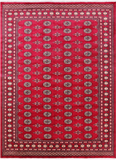 Red Bokhara Handmade Wool Rug - 7' 1" X 9' 11"