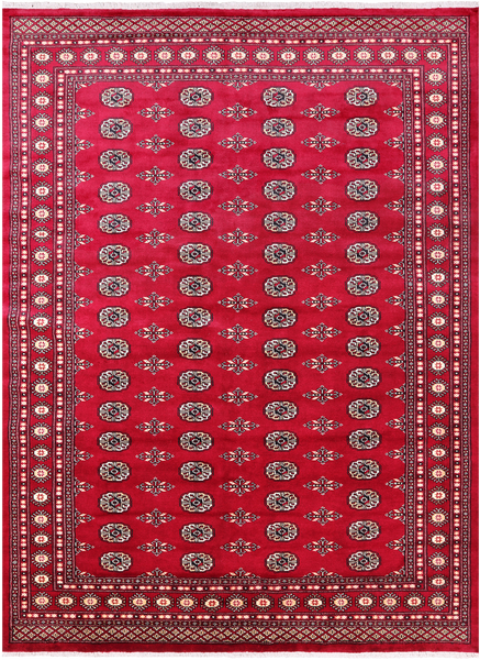 Red Bokhara Handmade Wool Rug - 7' 1" X 9' 11"
