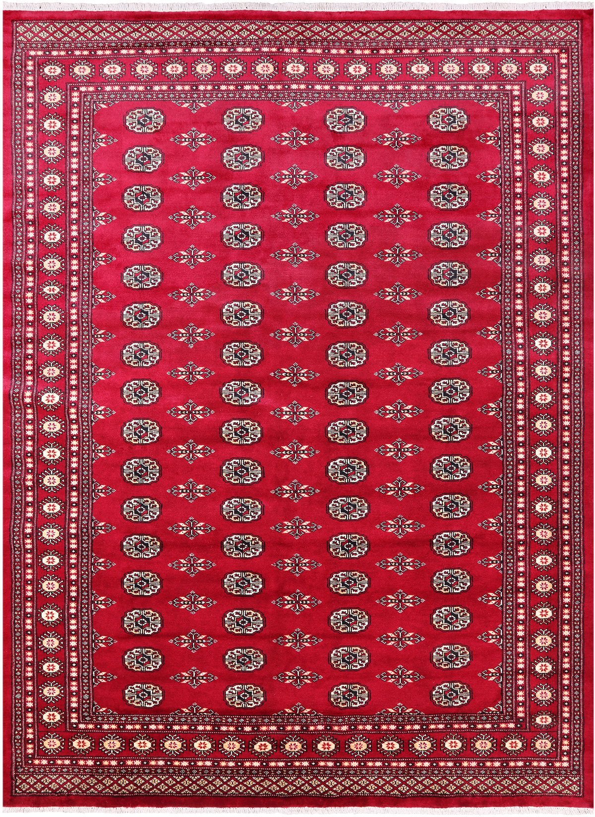 Red Bokhara Handmade Wool Rug - 7' 1" X 9' 11"
