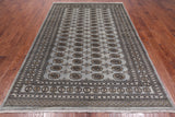 Grey Bokhara Handmade Wool Rug - 6' 6" X 9' 9"