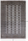 Grey Bokhara Handmade Wool Rug - 6' 6" X 9' 9"
