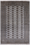 Grey Bokhara Handmade Wool Rug - 6' 6" X 9' 9"