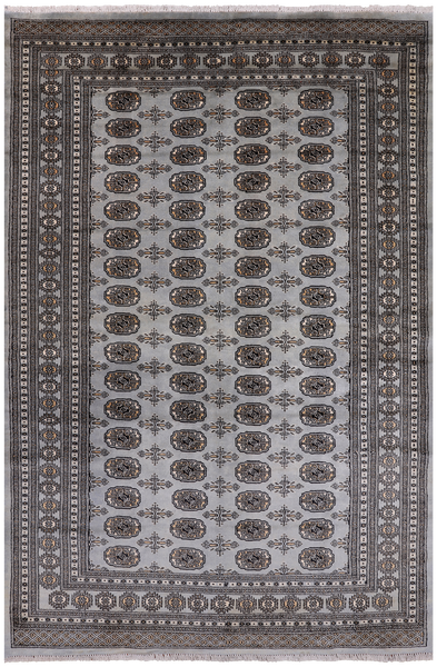 Grey Bokhara Handmade Wool Rug - 6' 6" X 9' 9"