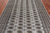 Grey Bokhara Handmade Wool Rug - 6' 6" X 9' 9"