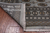 Grey Bokhara Handmade Wool Rug - 6' 6" X 9' 9"