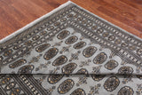 Grey Bokhara Handmade Wool Rug - 6' 6" X 9' 9"